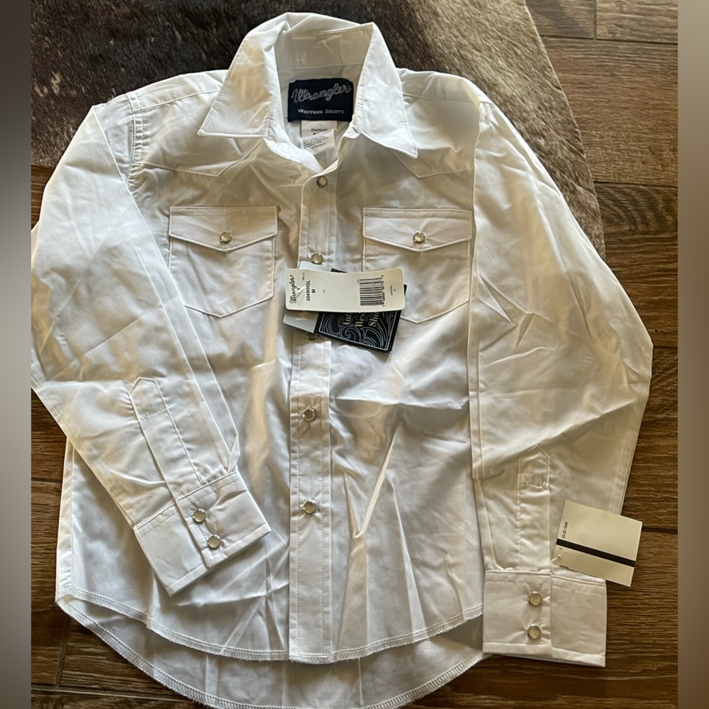 Wrangler girls white button down shirt size M (7-8)